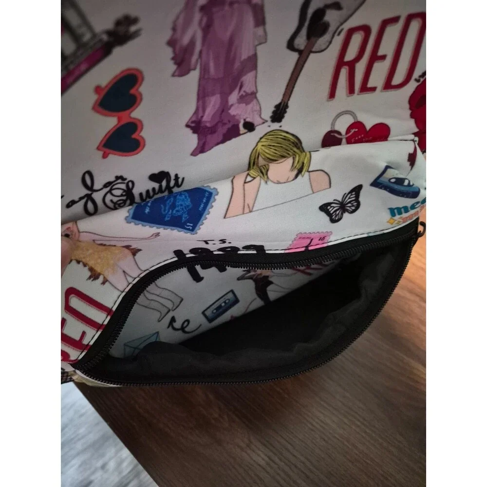 Taylor Swift Eras Tour Collage Backpack White Red 1989 Lover Swiftie School Bag